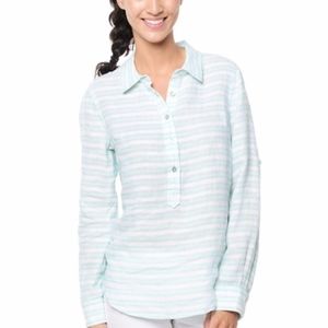 Vineyard Vines 2 Striped Popover Tunic Shirt Linen